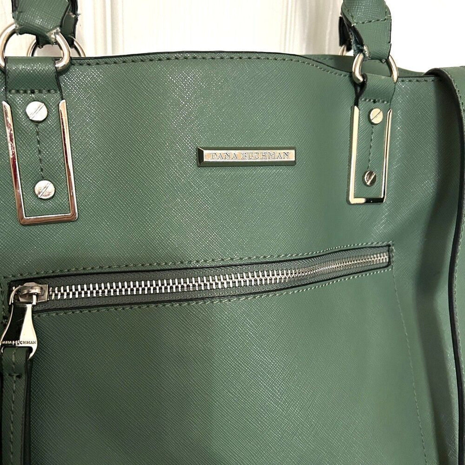 Dana Buchman Purse Shoulder Bag Green Multi Zip Compartments