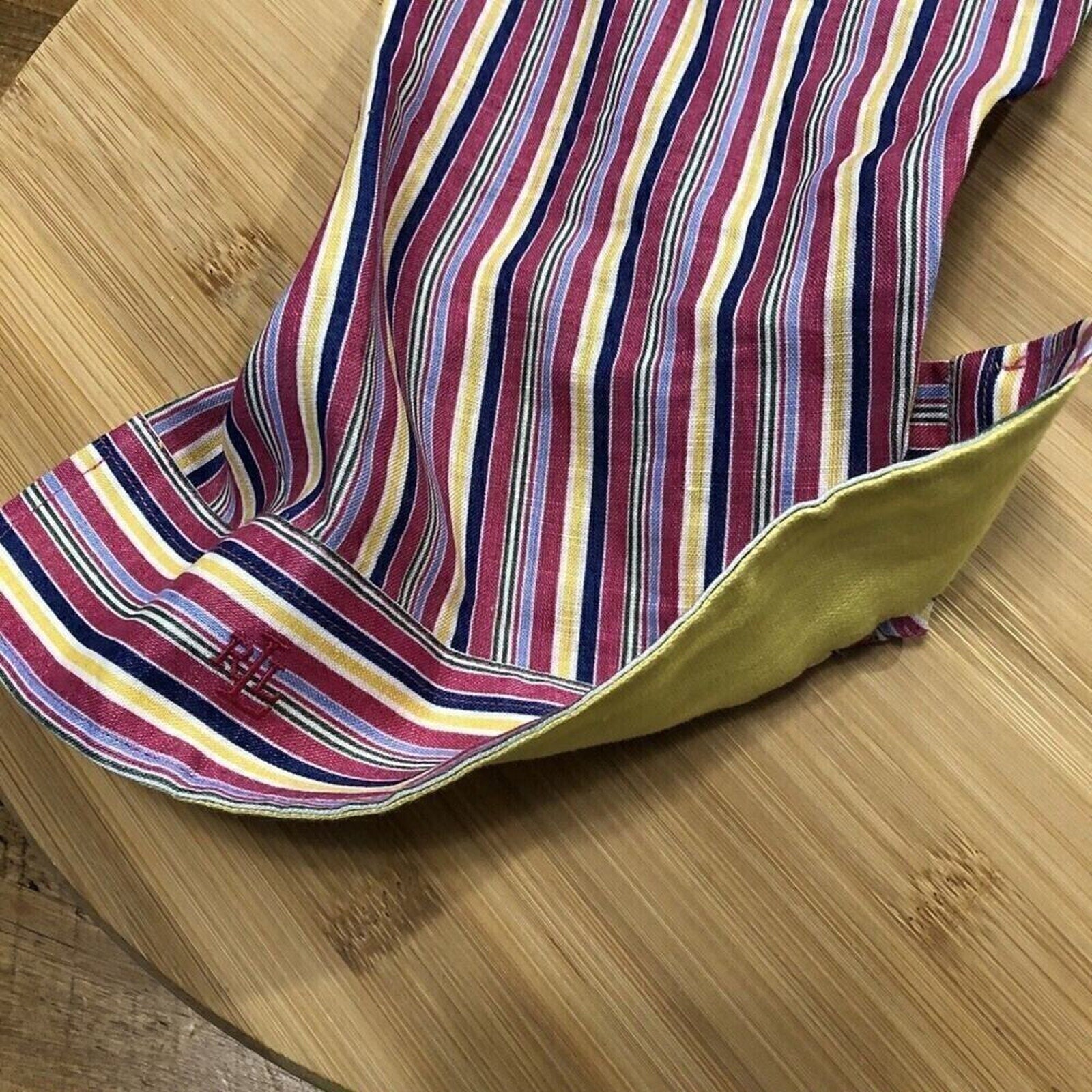 Lauren - Ralph Lauren Women's Stripe Linen Shirt - Yellow Collar & Sleeve Lining