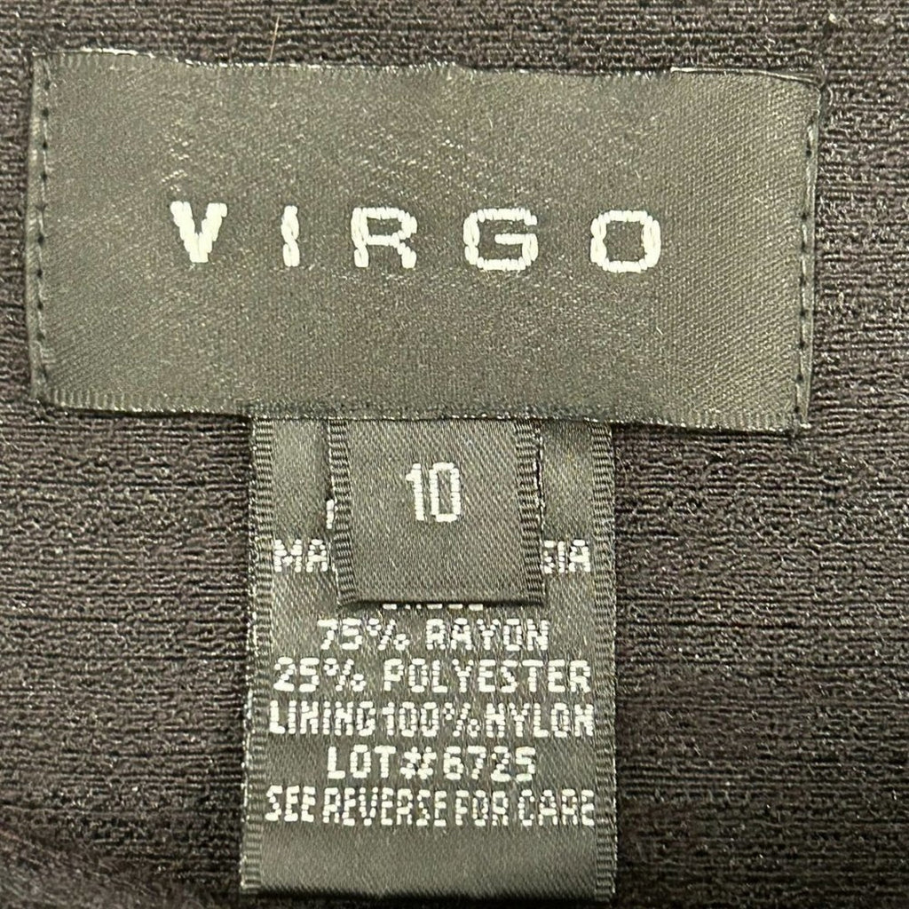 Virgo Women's Tunic Top Size 10, Black / Cream Gold Studs Rayon / Poly Blend #BH