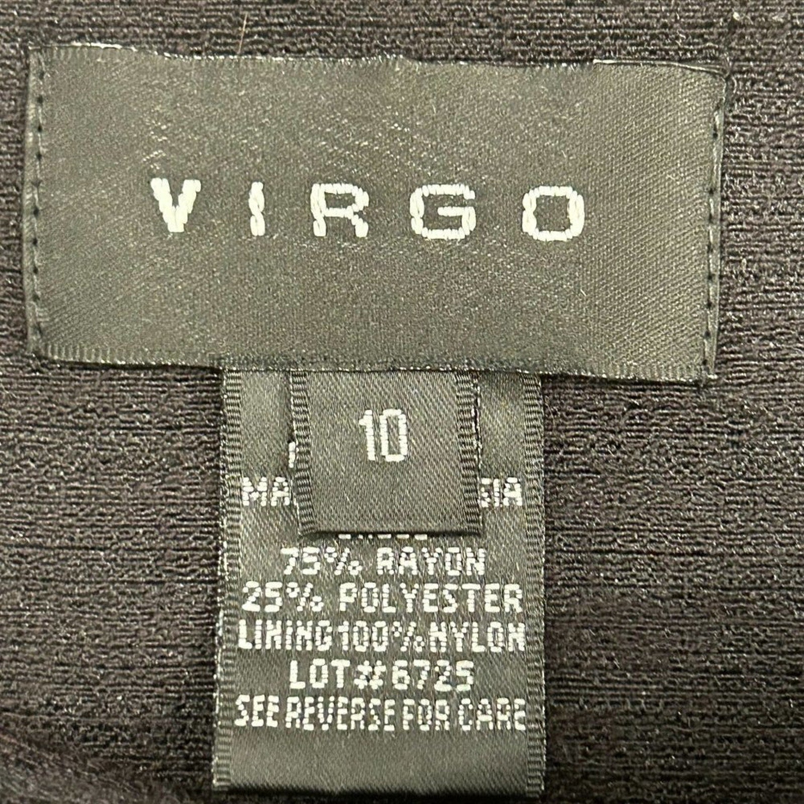 Virgo Women's Tunic Top Size 10, Black / Cream Gold Studs Rayon / Poly Blend #BH