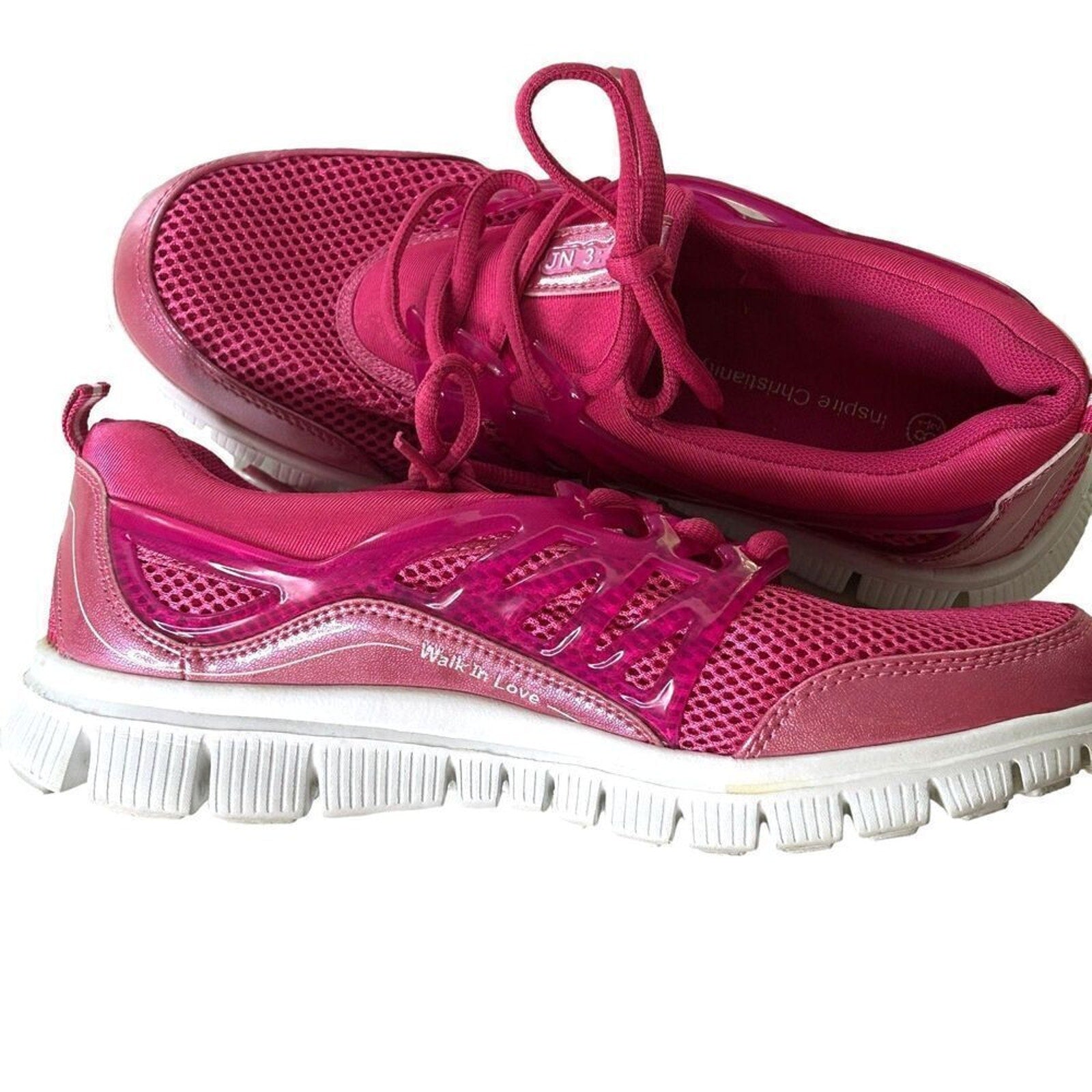 Women's Running Casual Sneakers Pink Inspired By Christianity Size 8.5 #S2