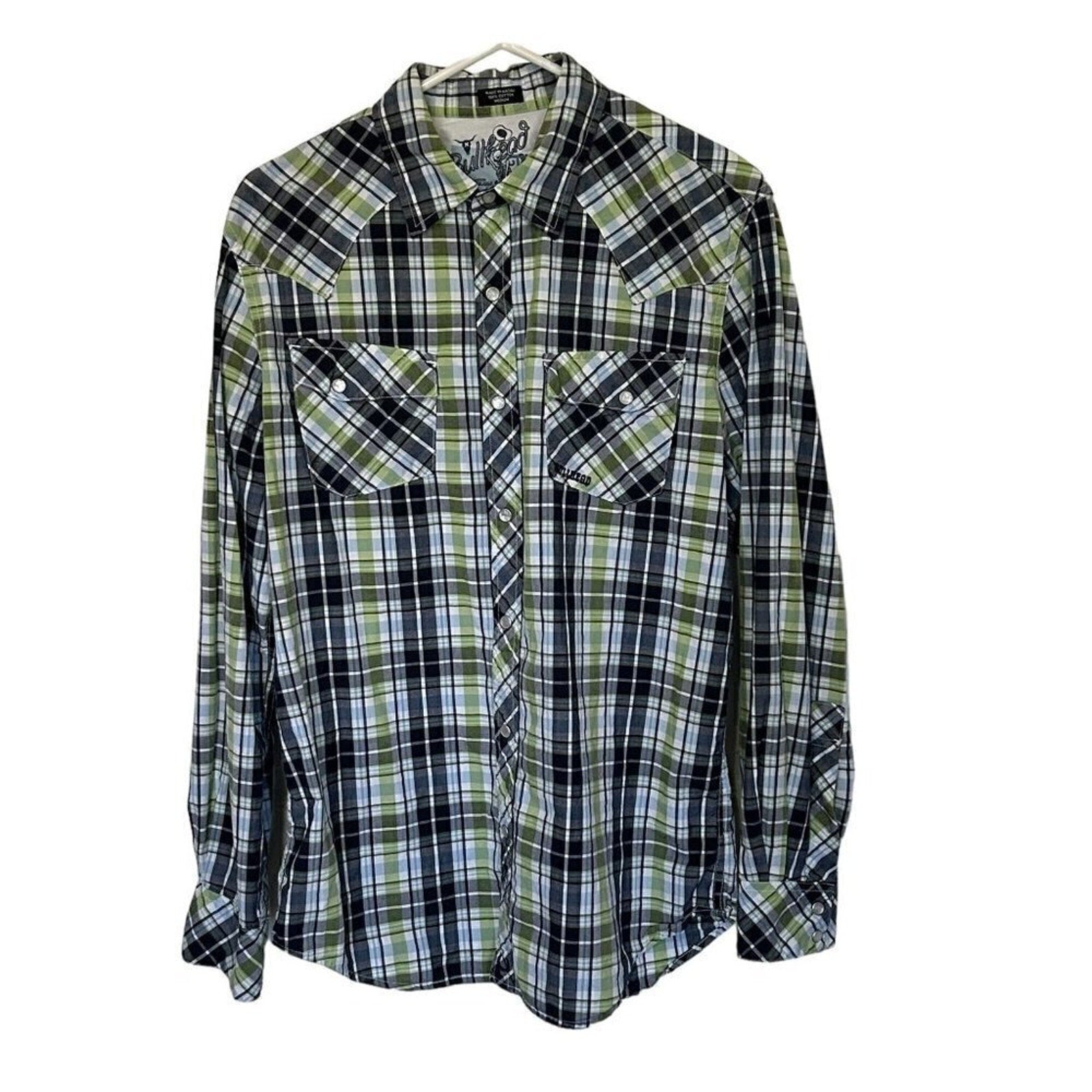 Bullhead Men's Size M Shirt Pearl Snap Western Cowboy Rodeo Lg. Sleeve #B1460