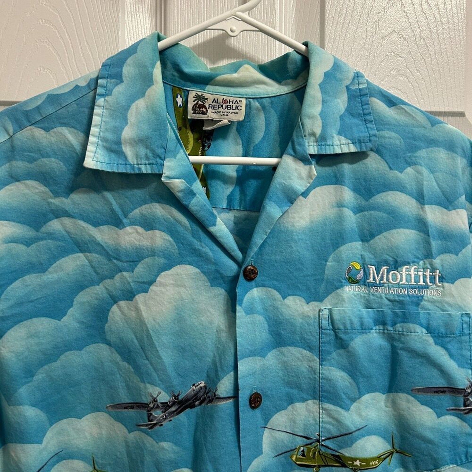 Vintage Aloha Republic Men's Size Large All Over Print Planes, Ships, Orcean