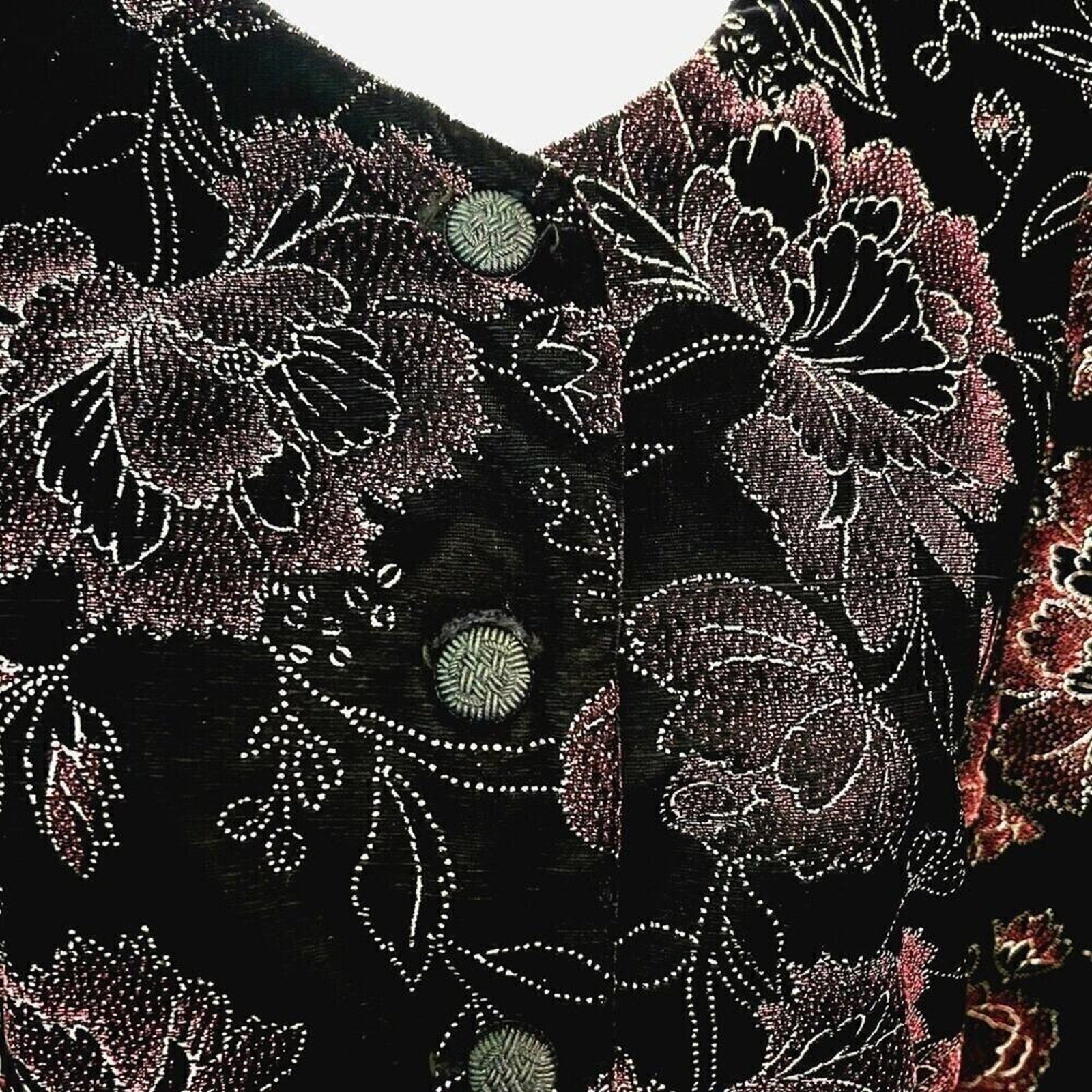 Norton McNaughton Womens Velvet Floral Metallic Vintage Blazer Jacket Blk. Sz 14