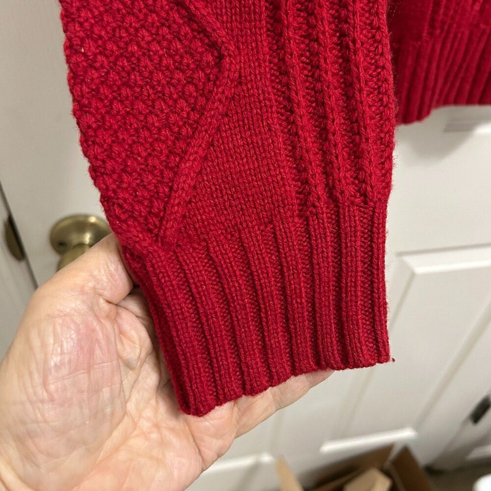 Jos A Bank 1/4 Zip Men's Sweater Sz. L, Red Wool Long Sleeve Pullover, VTG '90's