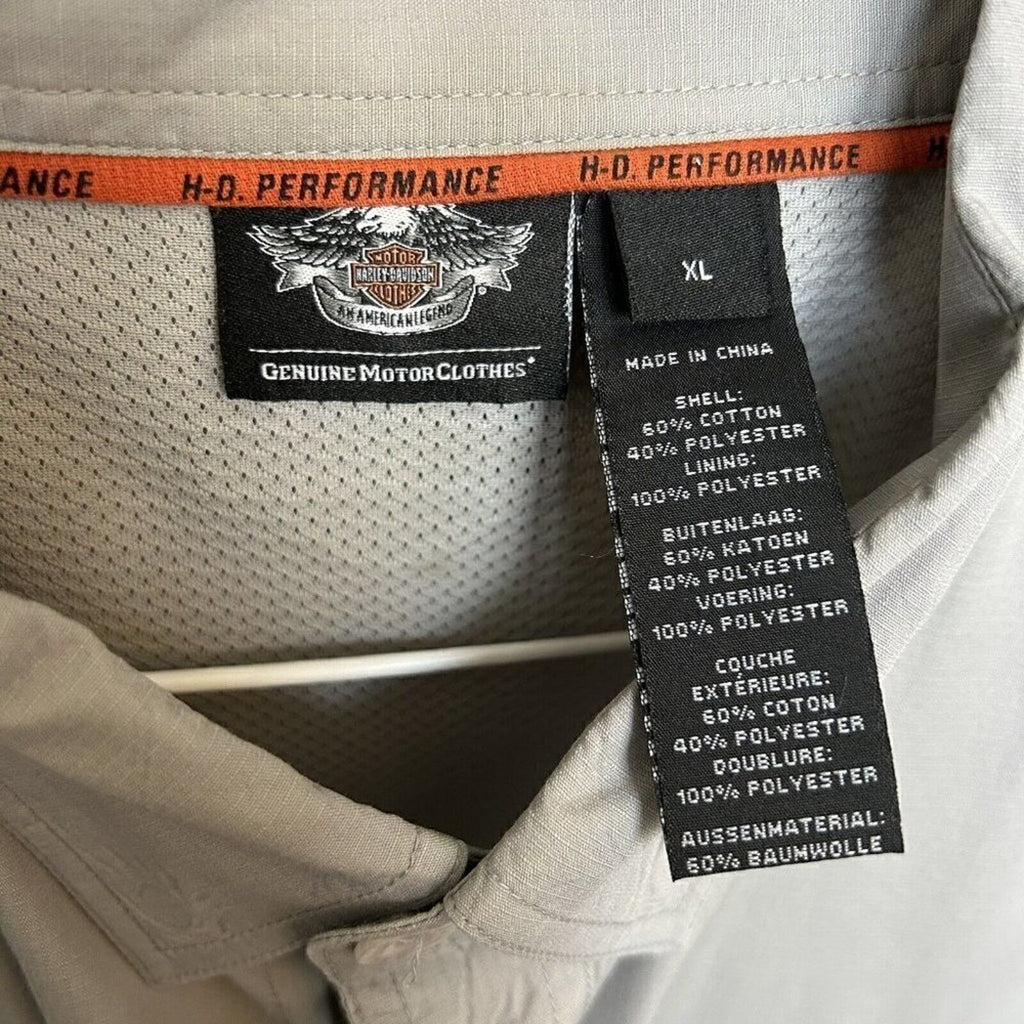 Harley Davidson Vented Rear/Sides Long Sleeve Shirt Gray Relaxed Fit XL #A1197