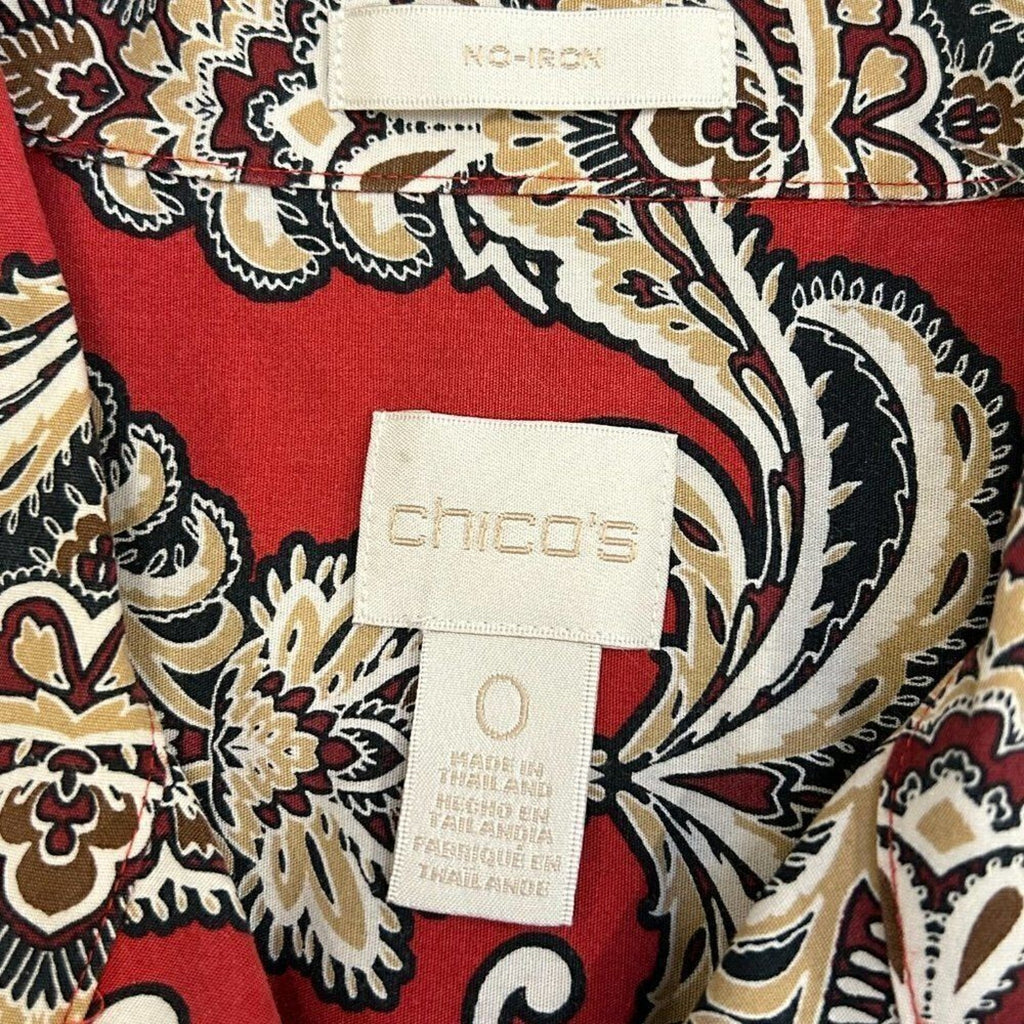 Chico’s Non‑Iron Paisley Button‑Up Blouse Sz. 0 - #H