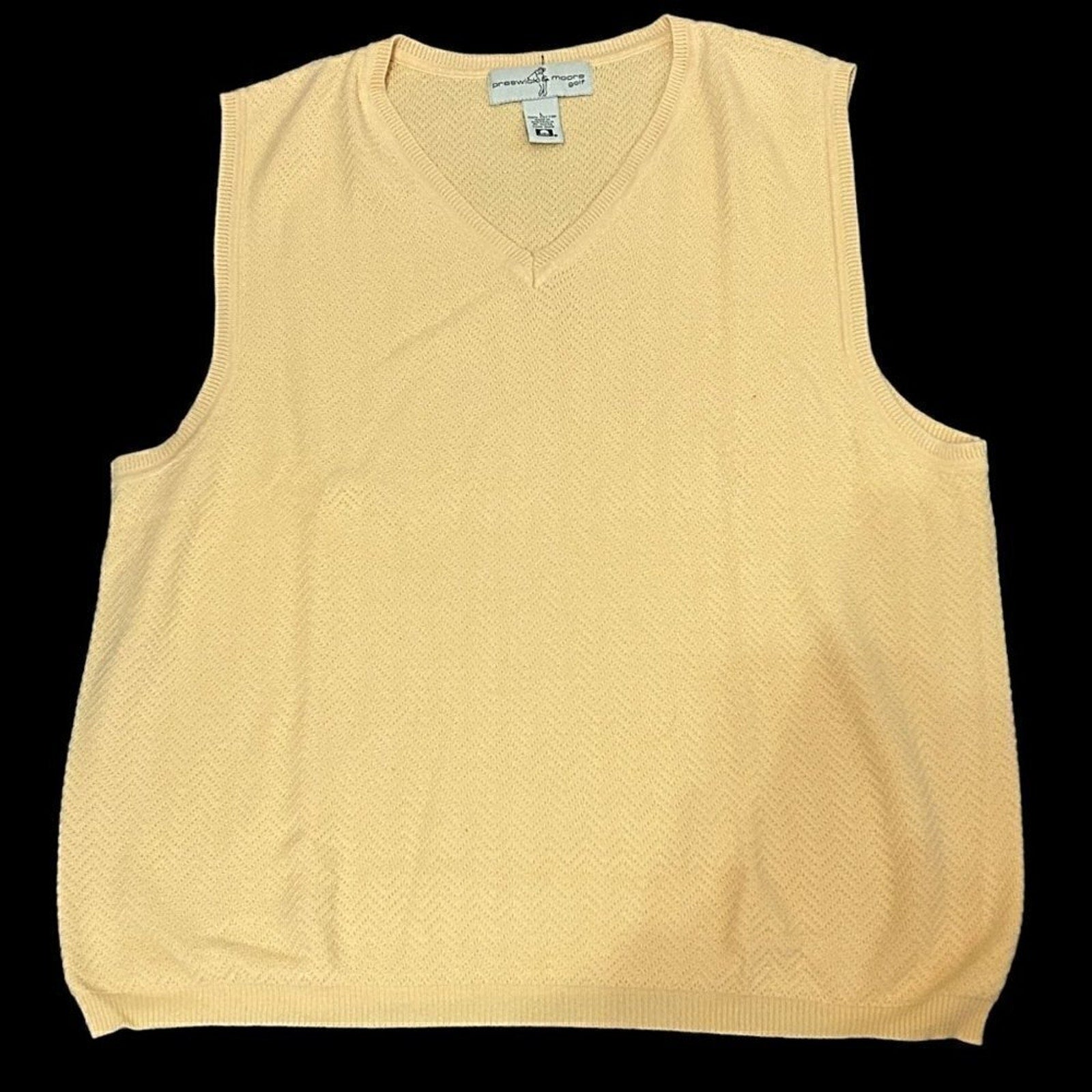 Preswick & Moore Golf Vest V-Neck Sz. L- 100& Cotton Beige Made Australia #B1544