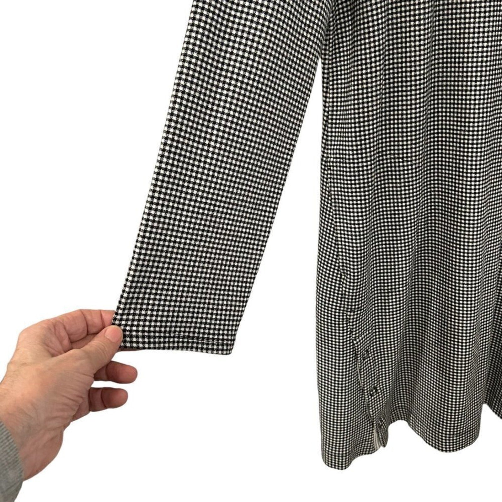 J. Jill Women's Dress Sz. L Black White Houndstooth V-Neck  Lg. Sleeve #BH