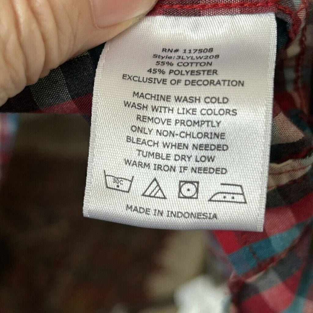 Levis Mens Modern Shirt Size Large, Pearl Snap Long Sleeve Plaid #G1226