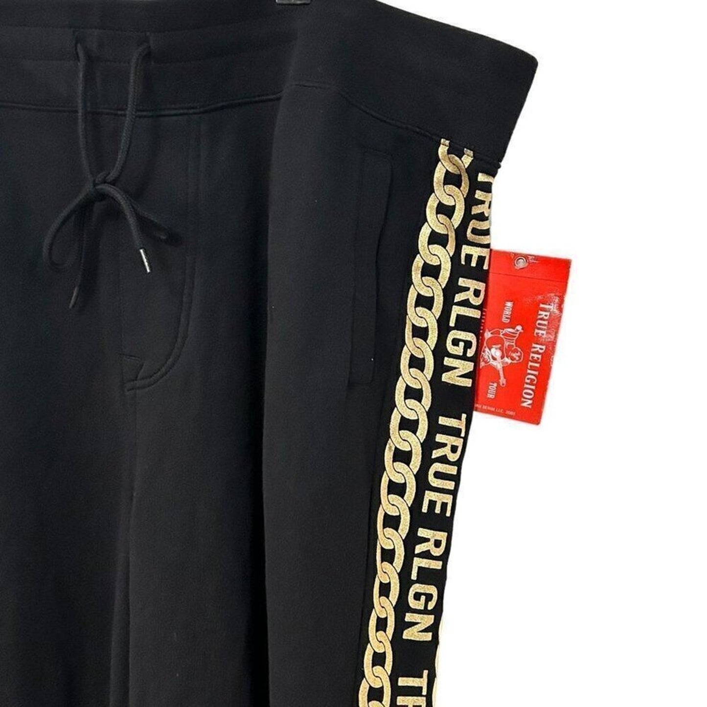 True Religion Unisex Jogger Sweatpants Size 3XL Black, Drawstring Waist #P1452