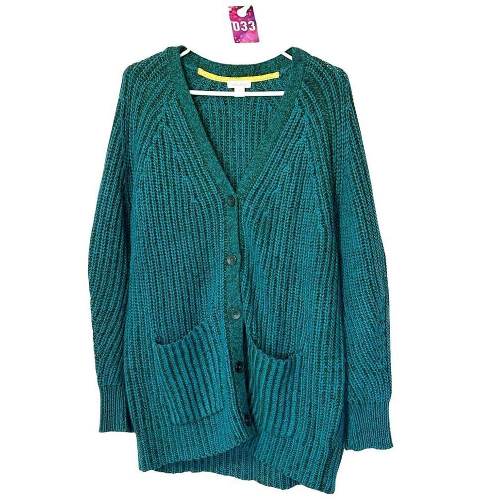 J.Jill Cardigan Women's Sweater Green Button Front Cotton Blend Sz. Large