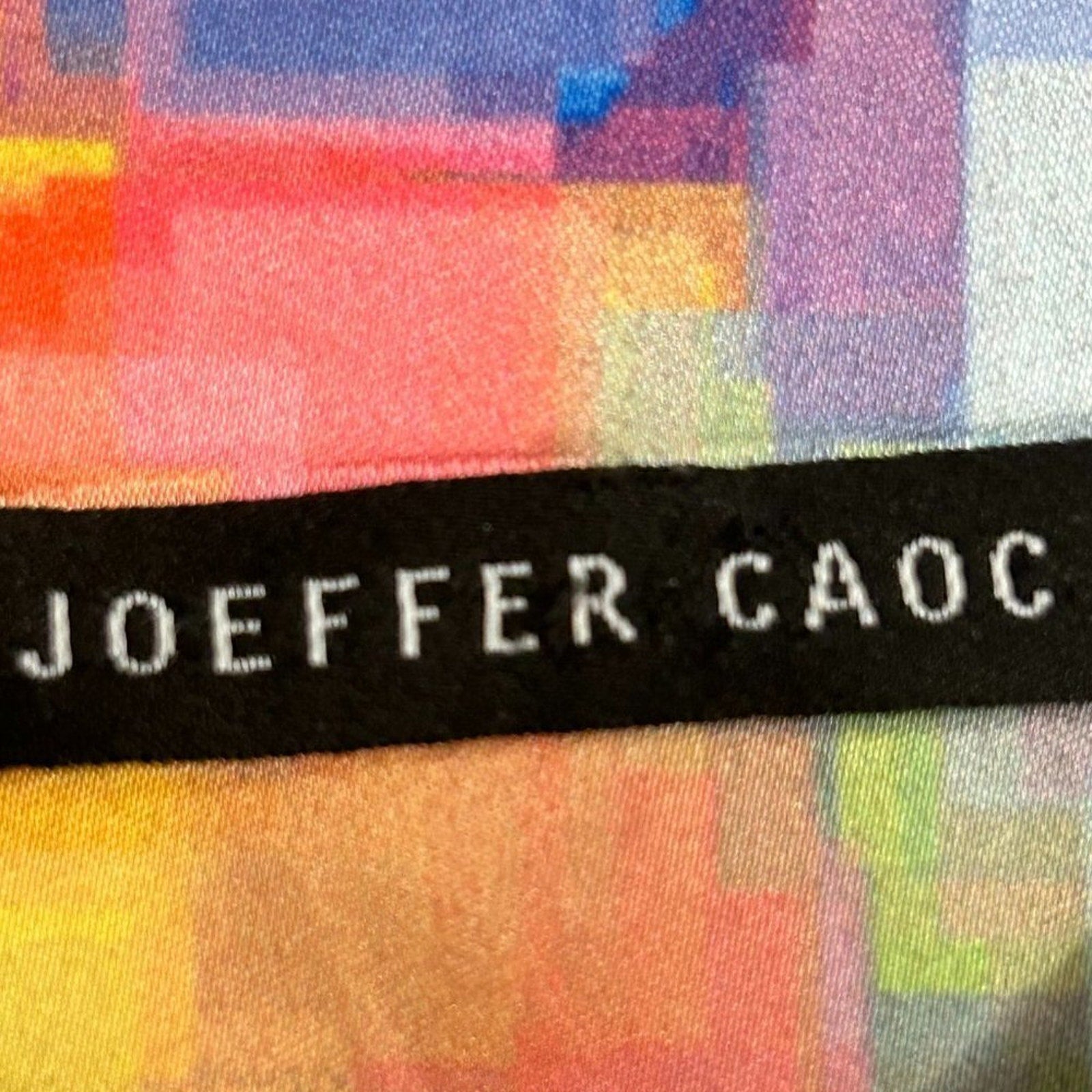 JOEFFER CAOC Womens Blouse Size L Multi-Color Abstract Tunic Artcore 3/4 Slv.#HB