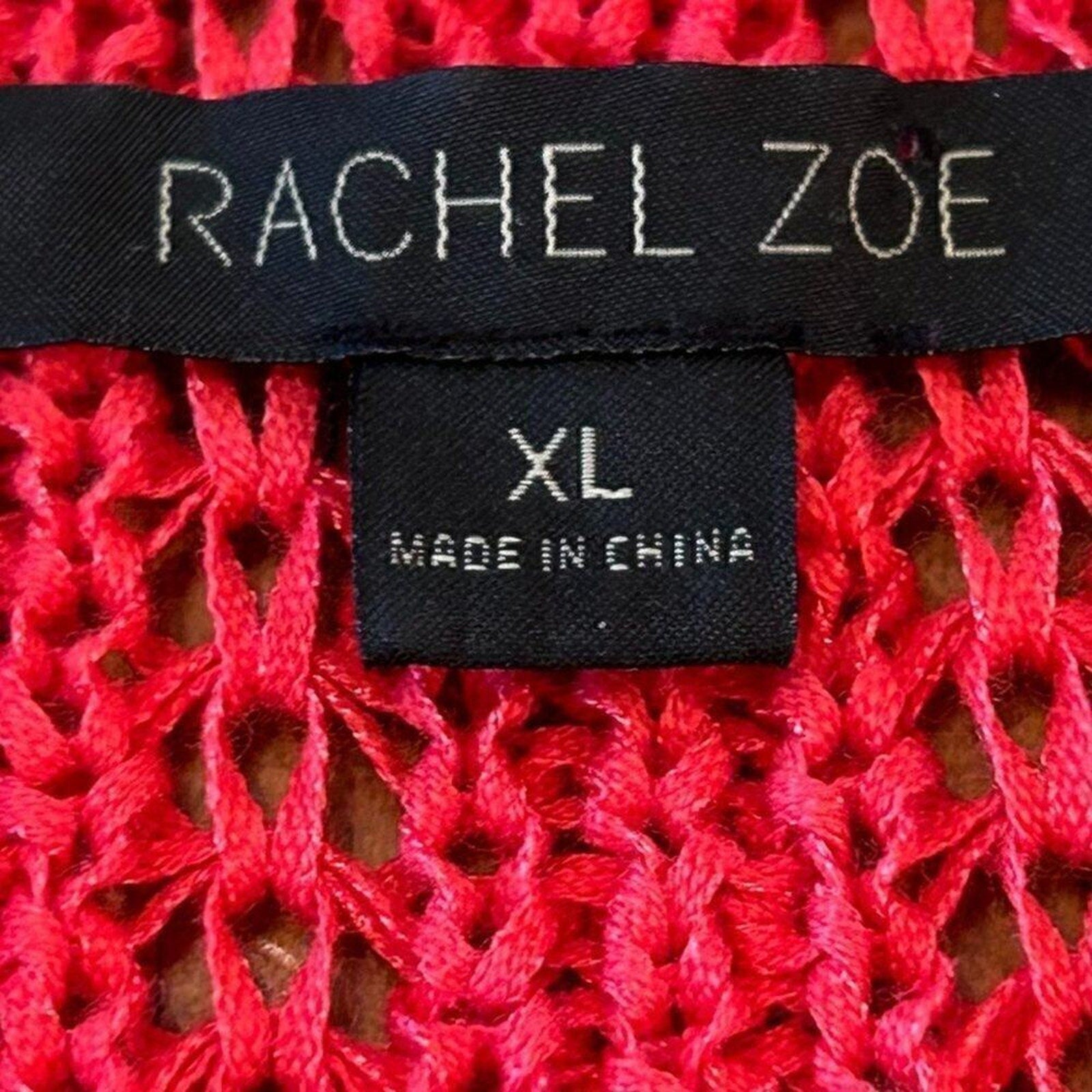 Rachel Zoe Women's Red Sweater Size XL Pullover Cotton Blend  Boho #K1316