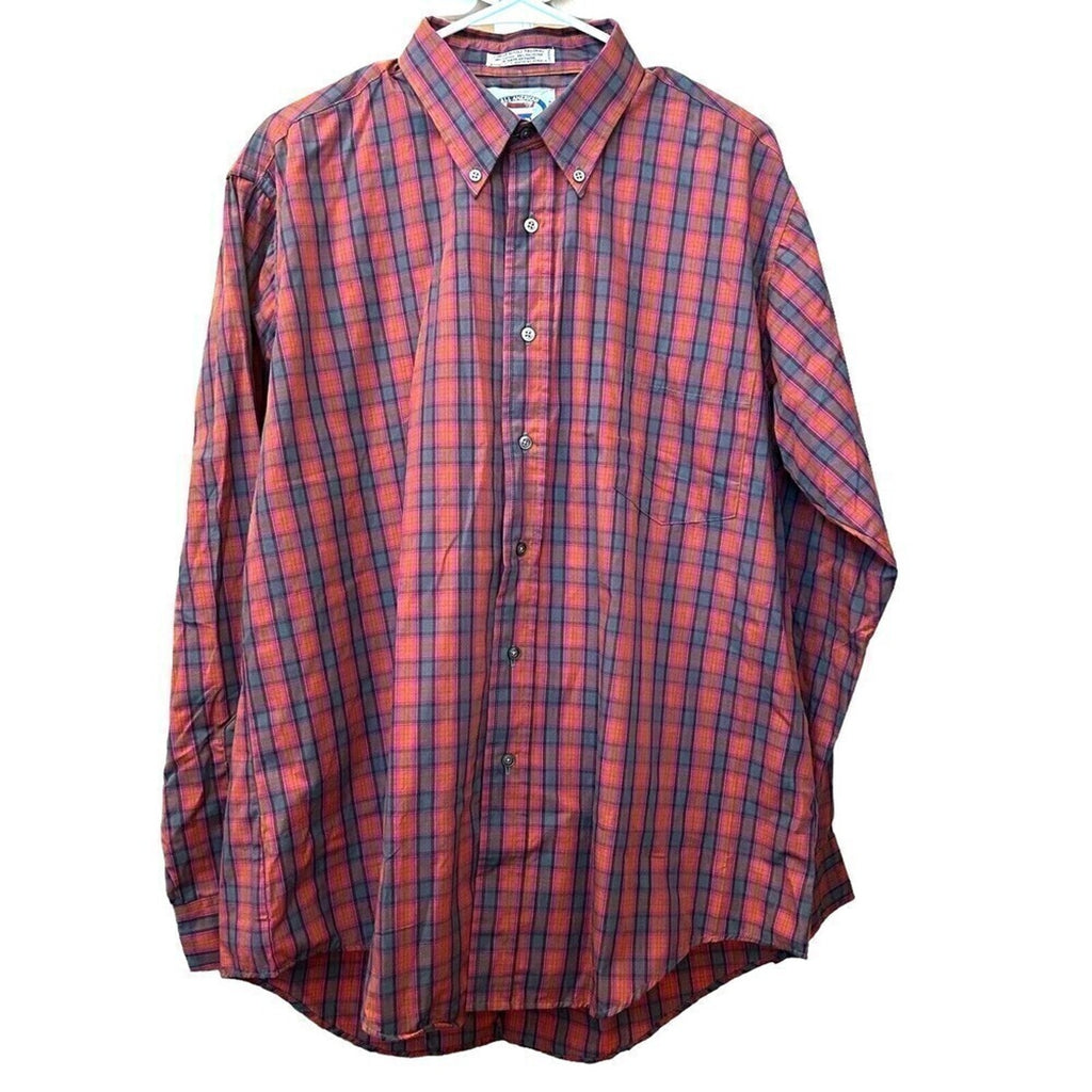 All American Men’s Button-Down Shirt Size L – Red Green Plaid