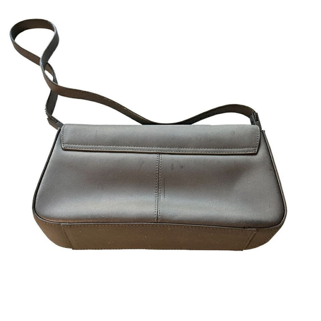 Preston & York Womens Purse W/Shoulder Strap Leather Grey See Photos