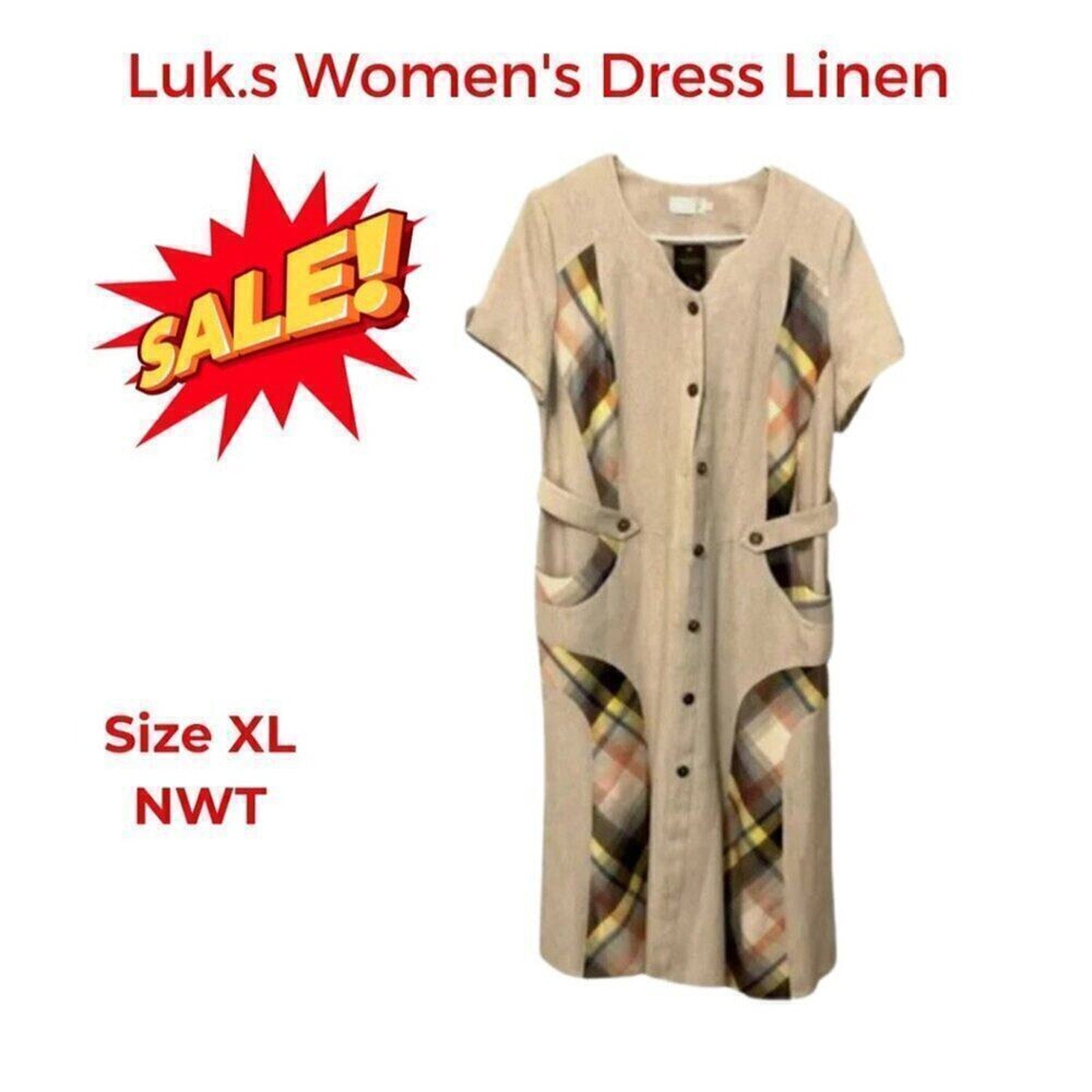 Luk.s Women’s Linen Dress Size 52 (US XL) NWT – New With Tags