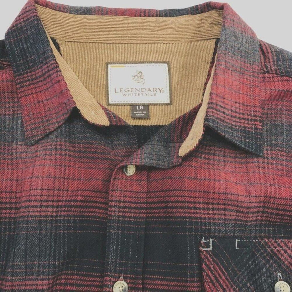 Legendary Whitetails Men's Buck Camp Red/Black Plaid Flannel Shirt Sz. L
