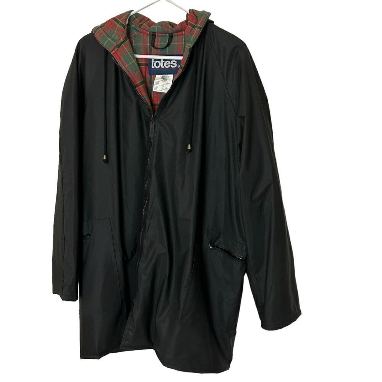 Totes Men’s Three-Season Hooded Jacket – Flannel Lined, Size Large, 2 Zipper Pockets – Fall Winter Spring Outerwear