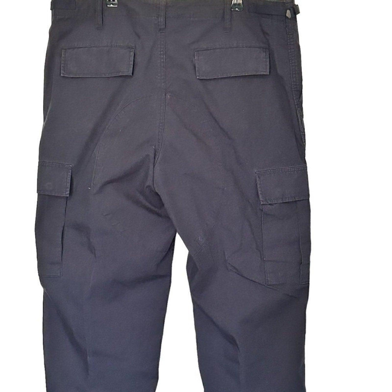 Cargo Pants Navy Blue adjustable cuff button pockets / fly, Size in description