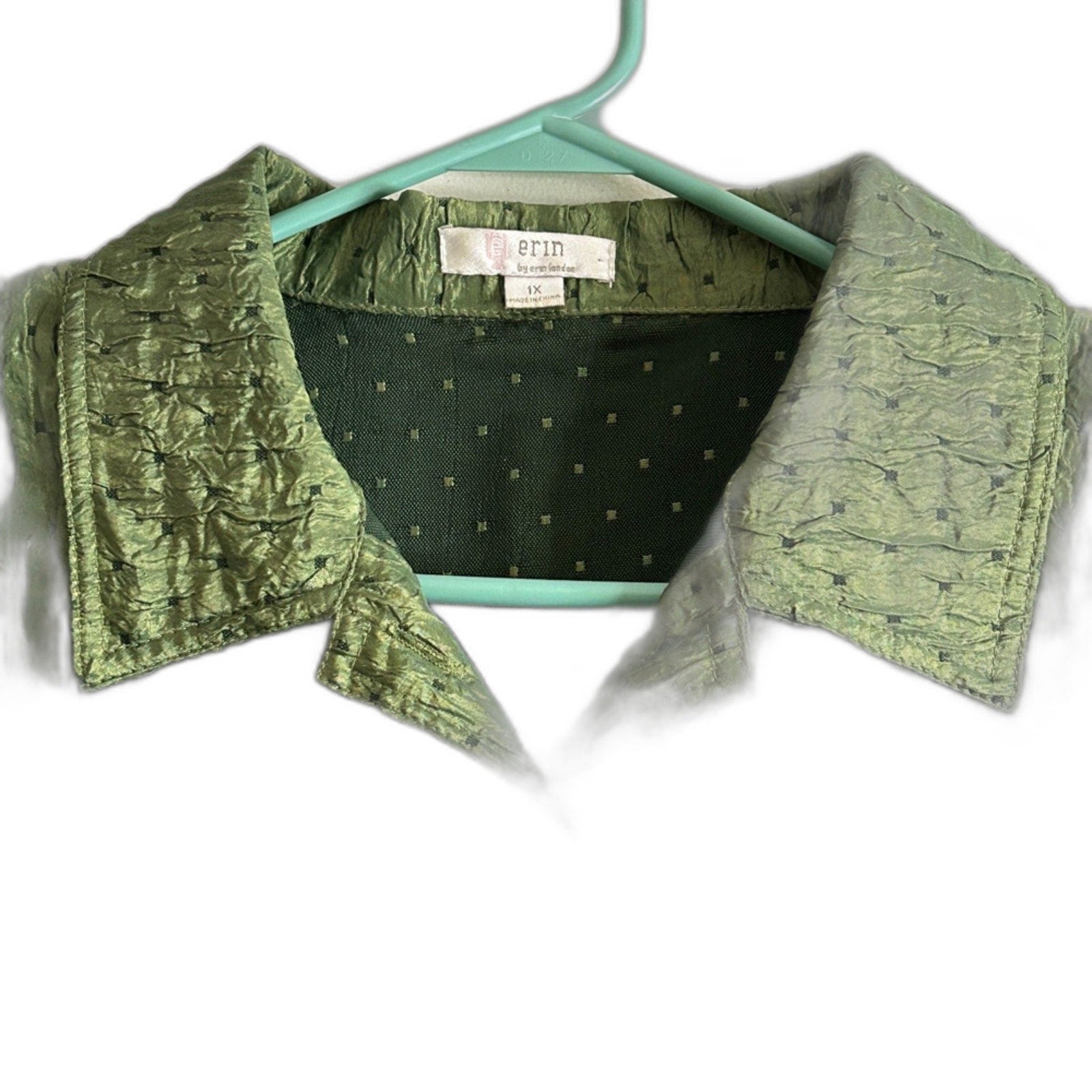 Erin London Green Women's Jacket Size 1X 3/4 Sleeve Erin Euc St. Patrick's Day