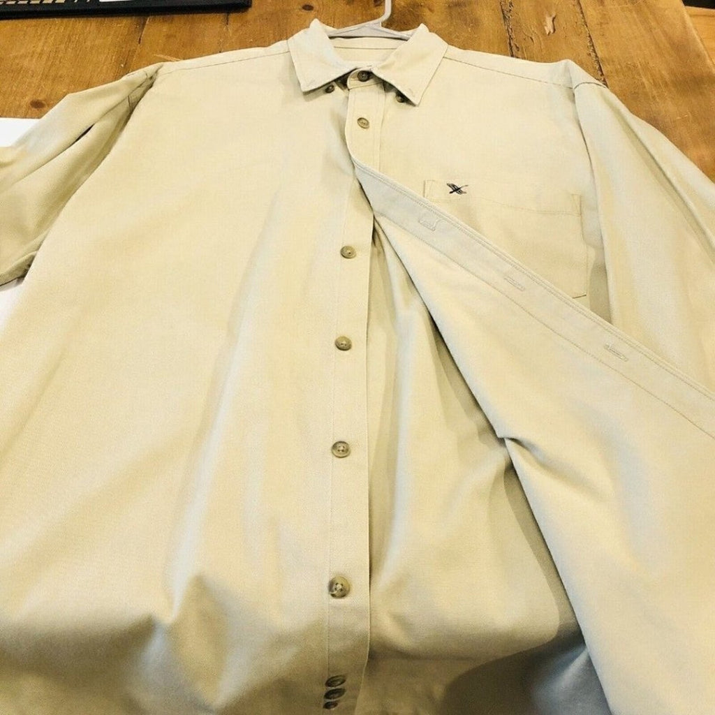 Eddie Bauer 100% cotton khaki tan Oxford button‑down shirt size M