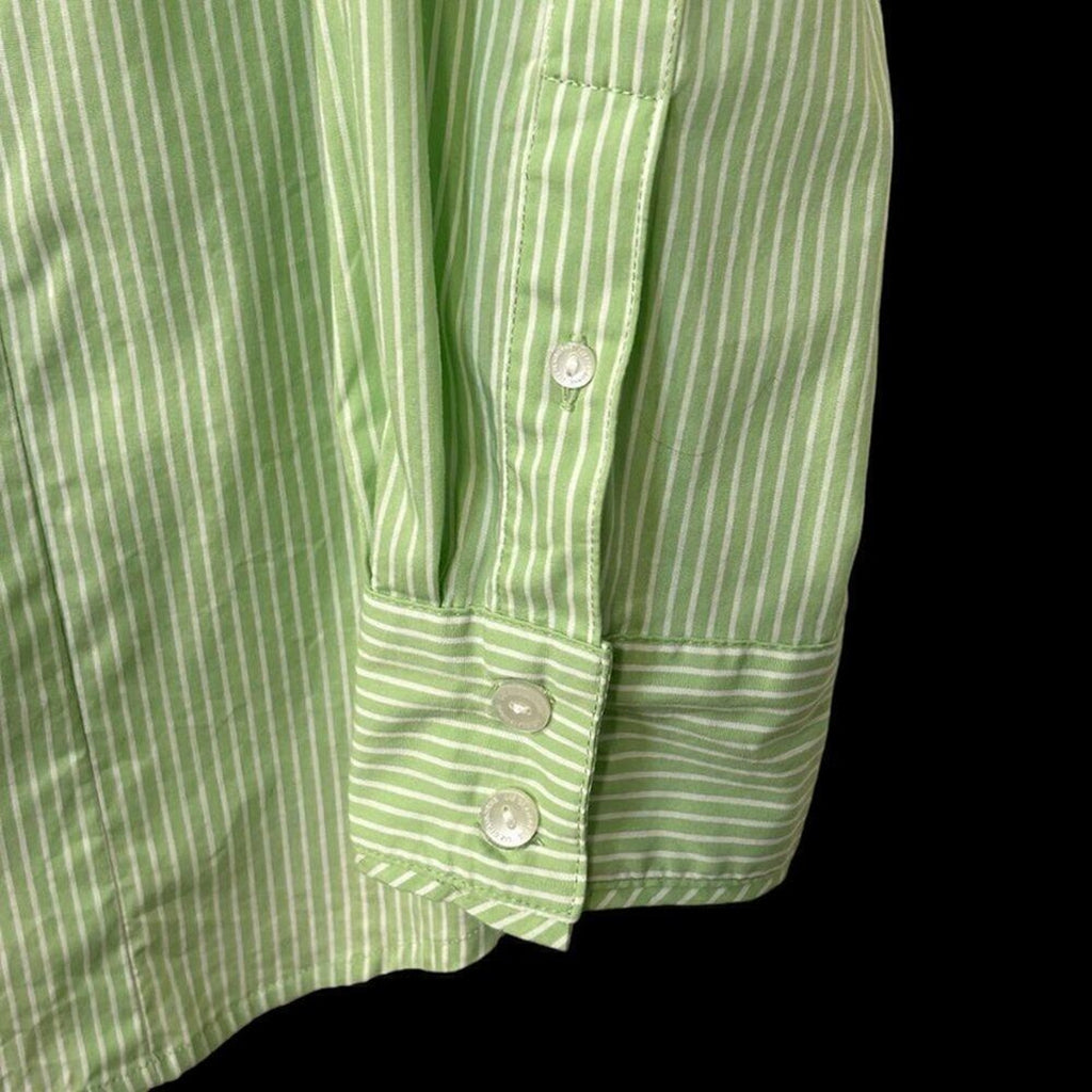 Liz Claiborne Womens Cotton Blend Shirt Blouse Size 1X Green Button Up #BH