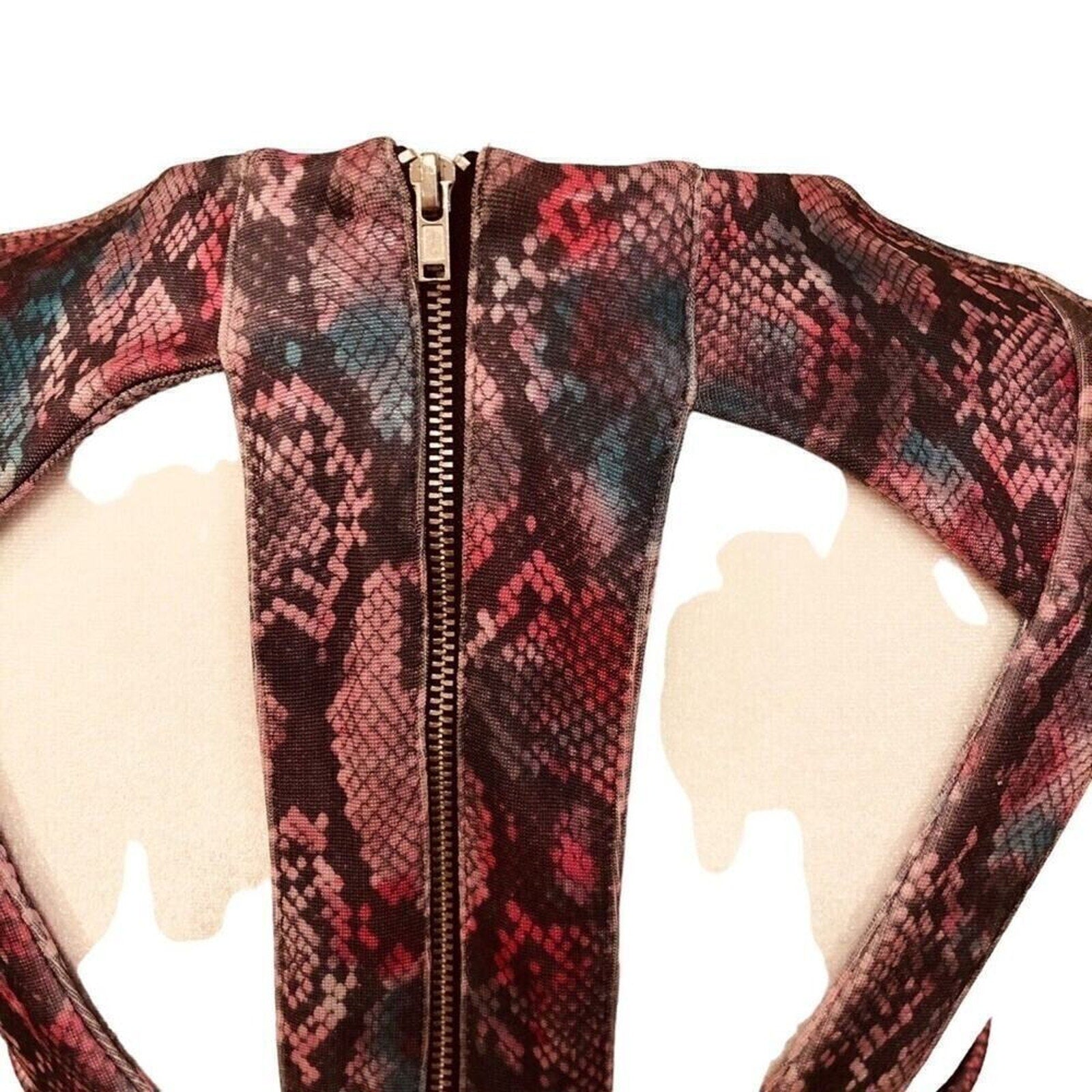 Topshop Women’s Size 11 Snake Print High-Neck Dress – Pink & Purple