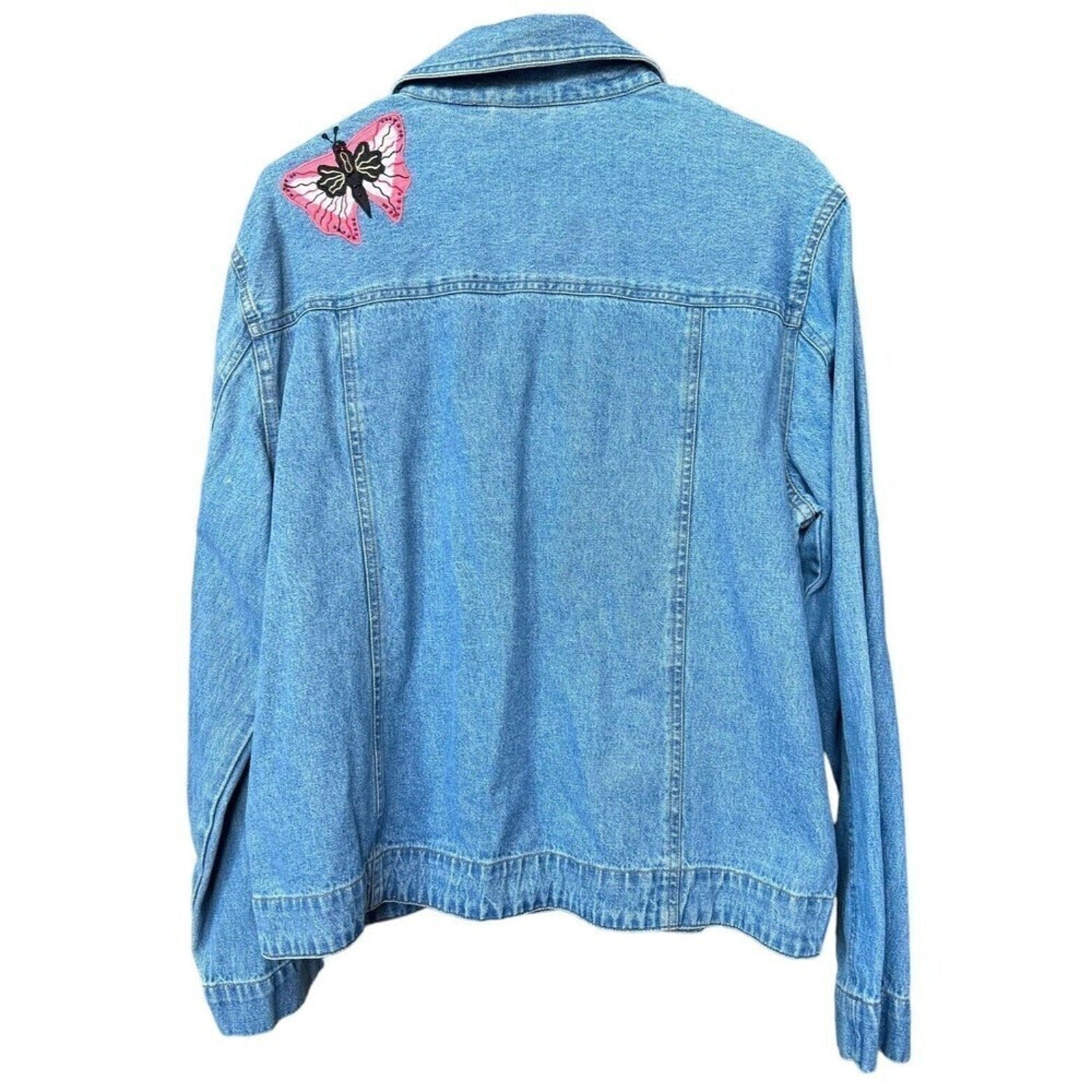 White Stag Women's Embroidered Denim Jacket Size Med. Measurements below #G1255