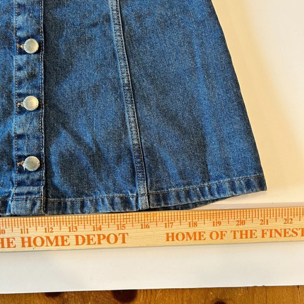Divided Denim Mini Skirt Full Button Up Size 2 Blue 100% Cotton #12