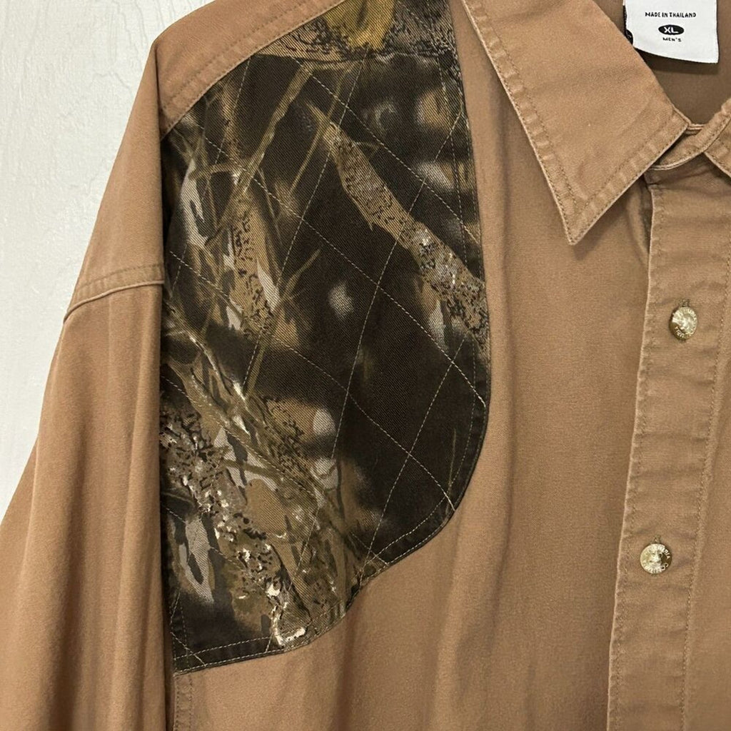 Columbia Shirt Sz XL Shooting Hunting Mens Shoulder Patch Camo Olive