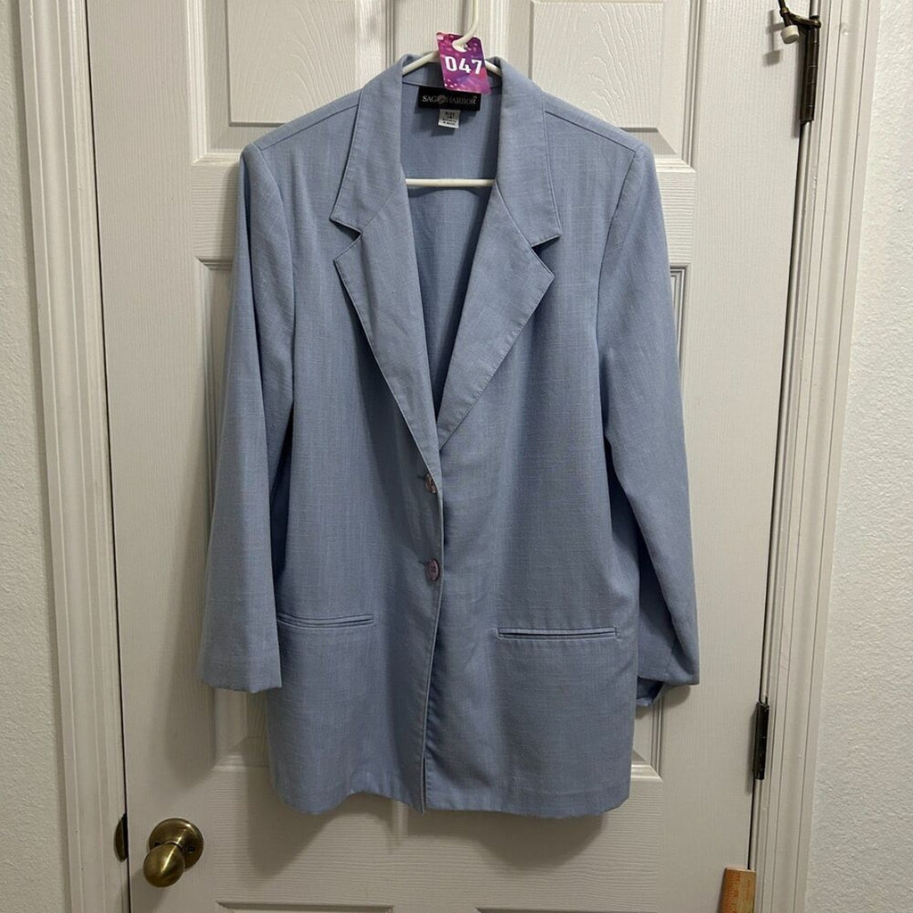 Sag Harbor Women's Size 14 Blue Suit Jacket Blazer Business Casual 2 Button #047
