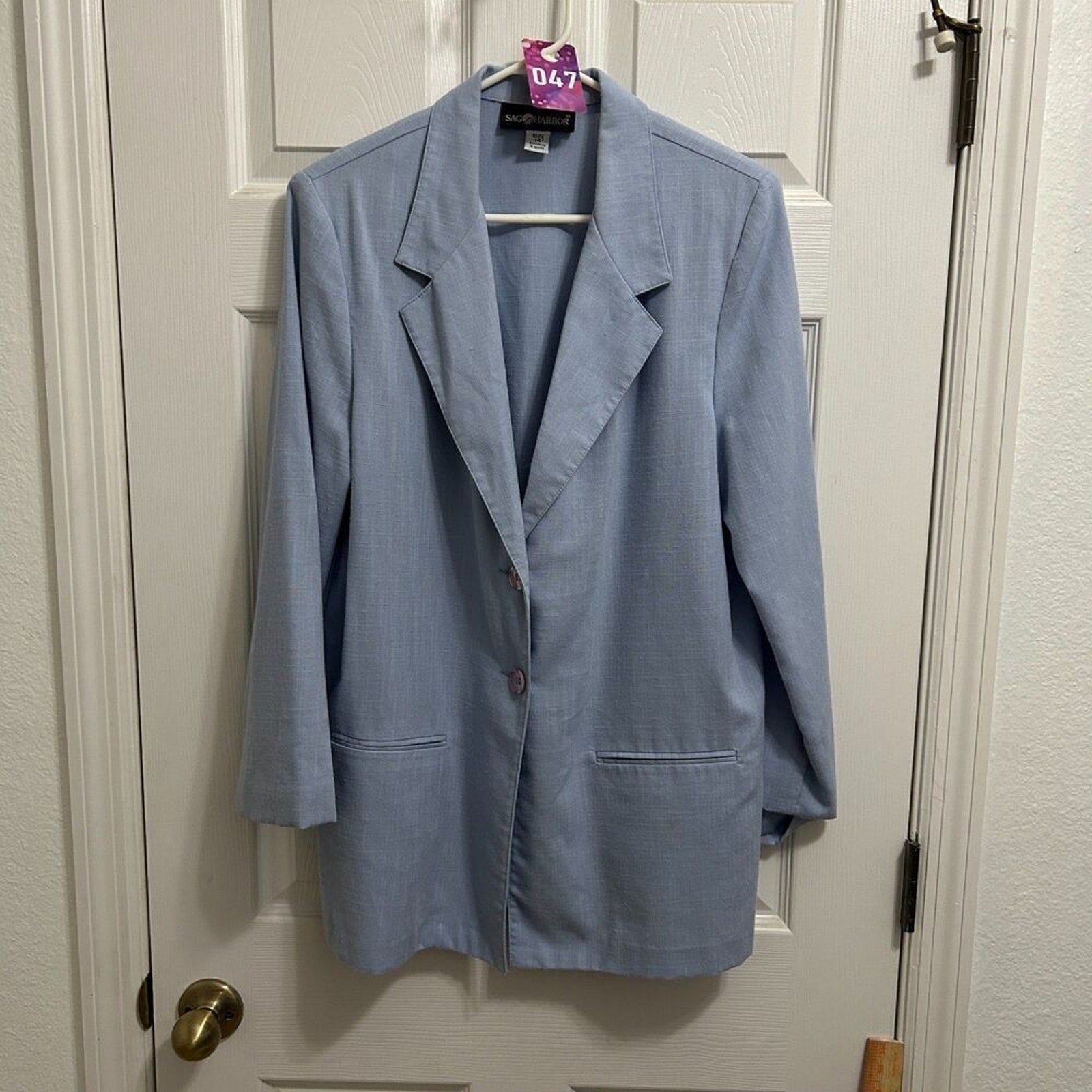 Sag Harbor Women's Size 14 Blue Suit Jacket Blazer Business Casual 2 Button #047