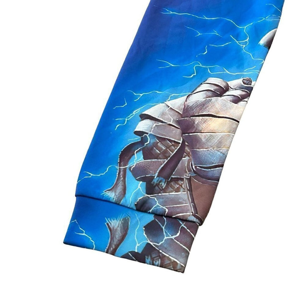 Iron Maiden Powerslave World Slavery Tour Hoodie Size L Poly Spandex Blue #B1494