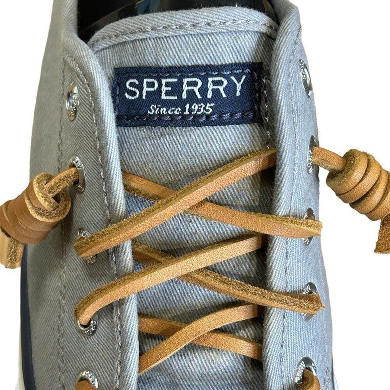 Sperry TopSider Boat Shoe Slip-on Women's 6 - Grey Shoes Brown Laces