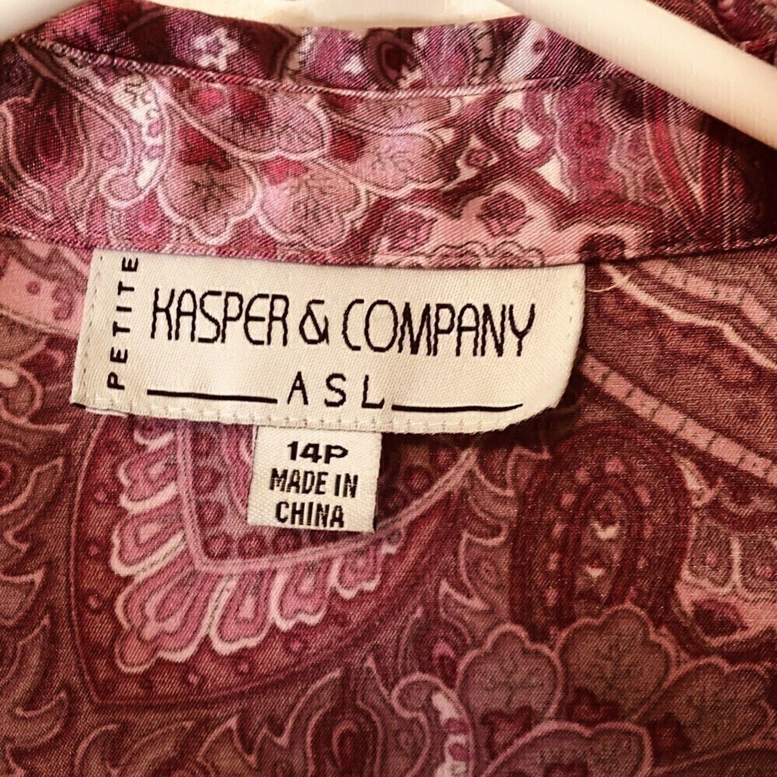 Hasper & Company A S L - Women's Long Sleeve, Button Up, Pink Blouse, Sz. 14P