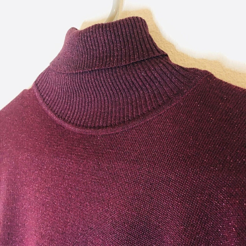 Joseph A. Women's Burgundy / Sparkle Silk Top, Turtle Neck, Size (M) #HB