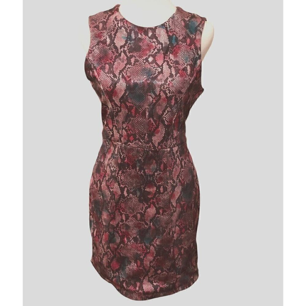 Topshop Women’s Size 11 Snake Print High-Neck Dress – Pink & Purple
