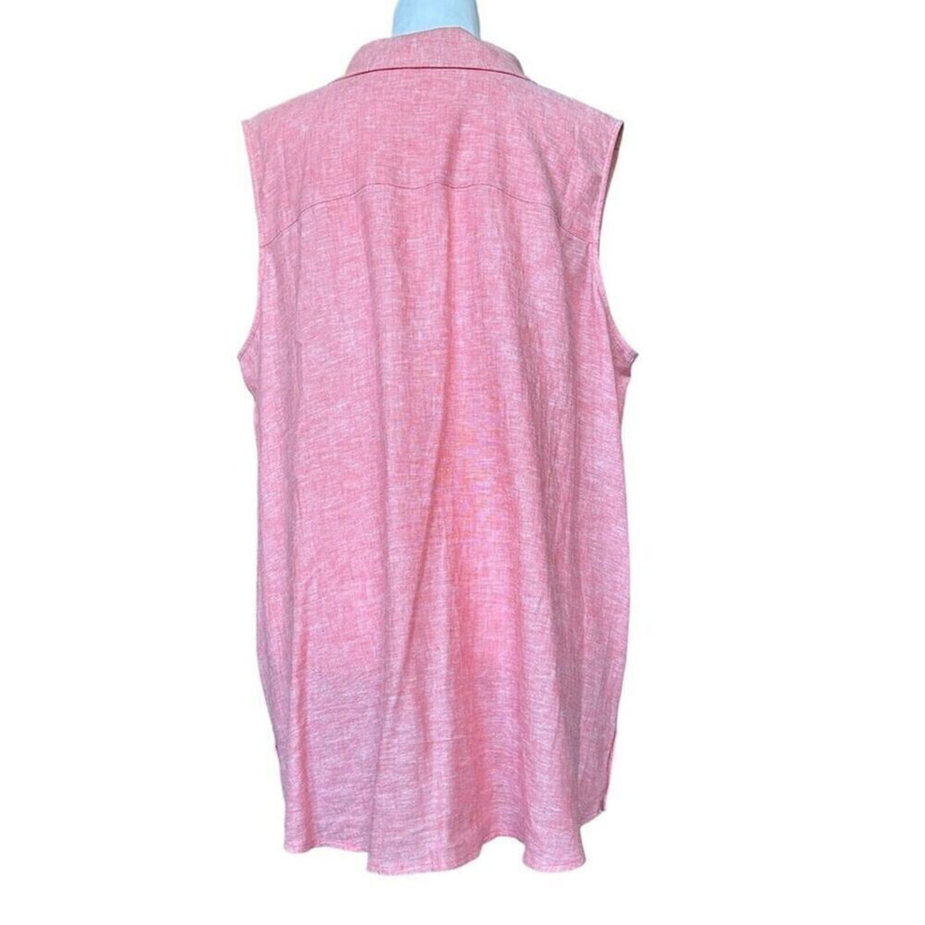 Susan Graver Pure Cross-Dyed Linen Blend Pink Tunic Coral Bloom Size XLP #H