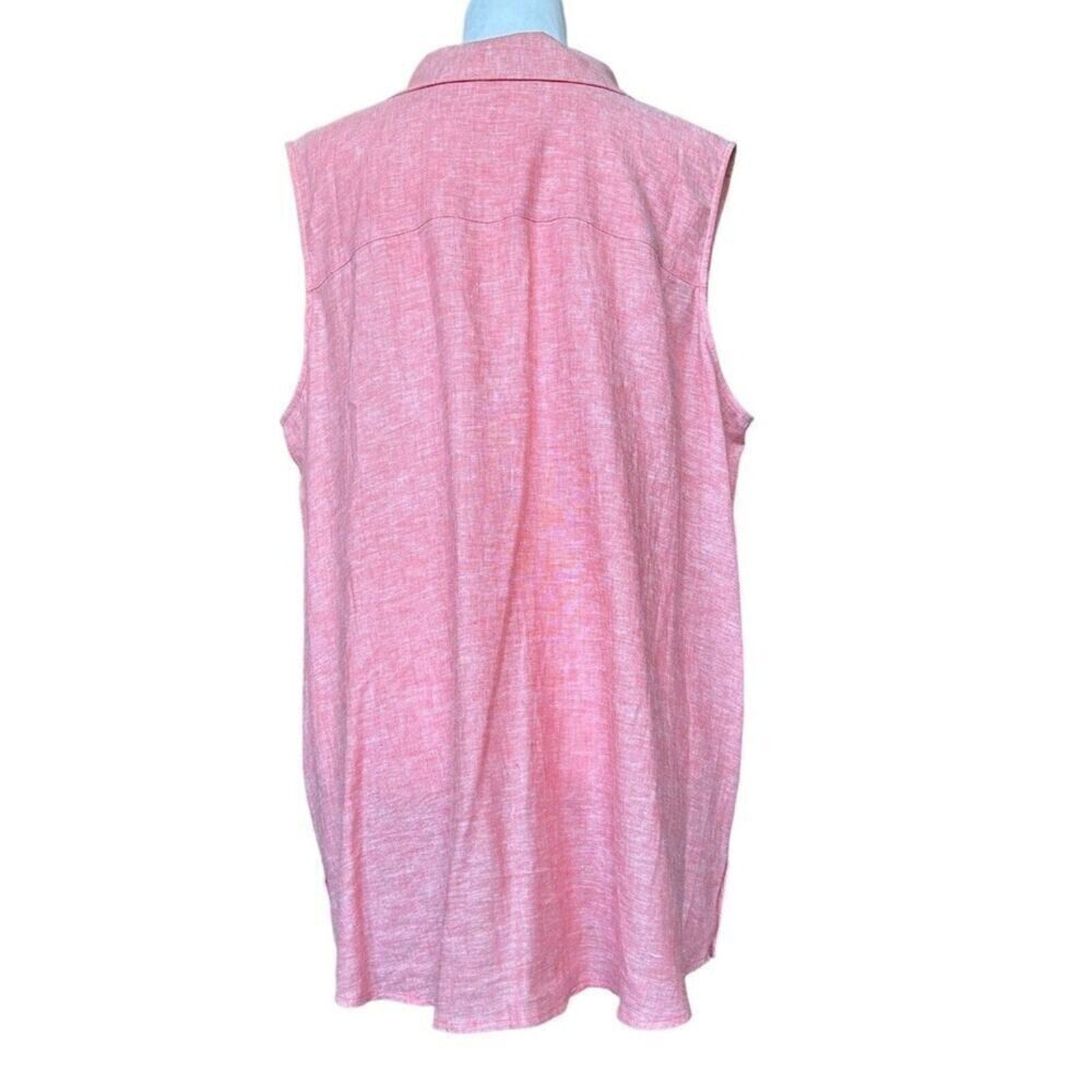 Susan Graver Pure Cross-Dyed Linen Blend Pink Tunic Coral Bloom Size XLP #H