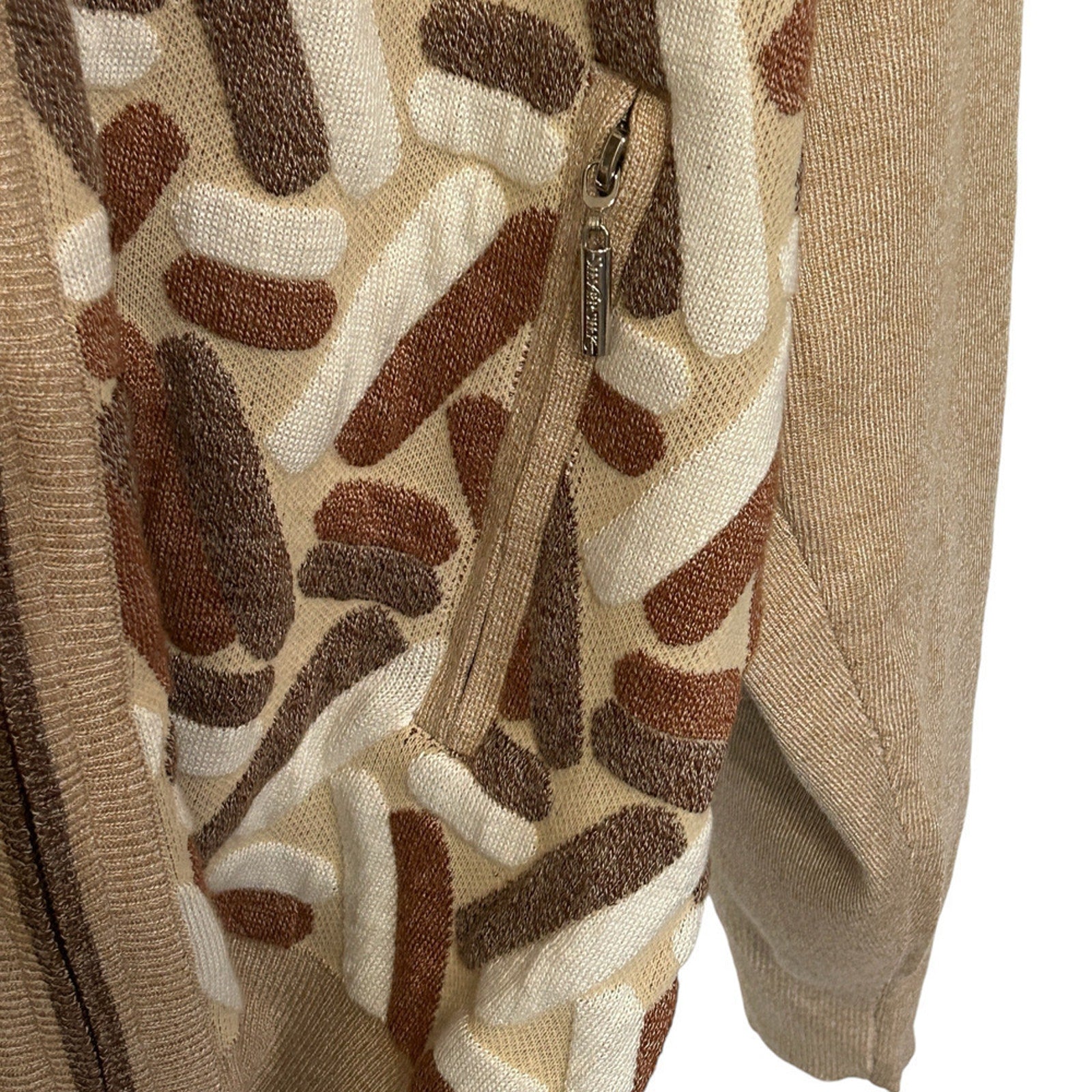 Silversilk Sweater Men's Size XXL Tan/Brown Heavy Fall/Winter Wear Zip Pockets