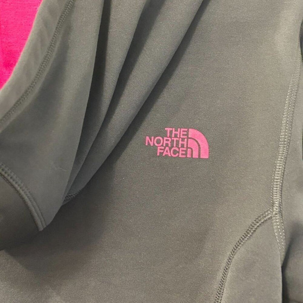 The North Face Hoodie Womens XP Grey Pink Pullover Hooded Sweatshirt #BH