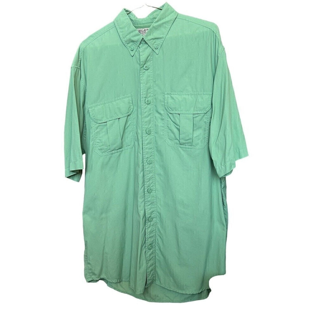 Duluth Trading Green Nylon Short Sleeve Shirt Outdoor Men's Size L/T #E1200