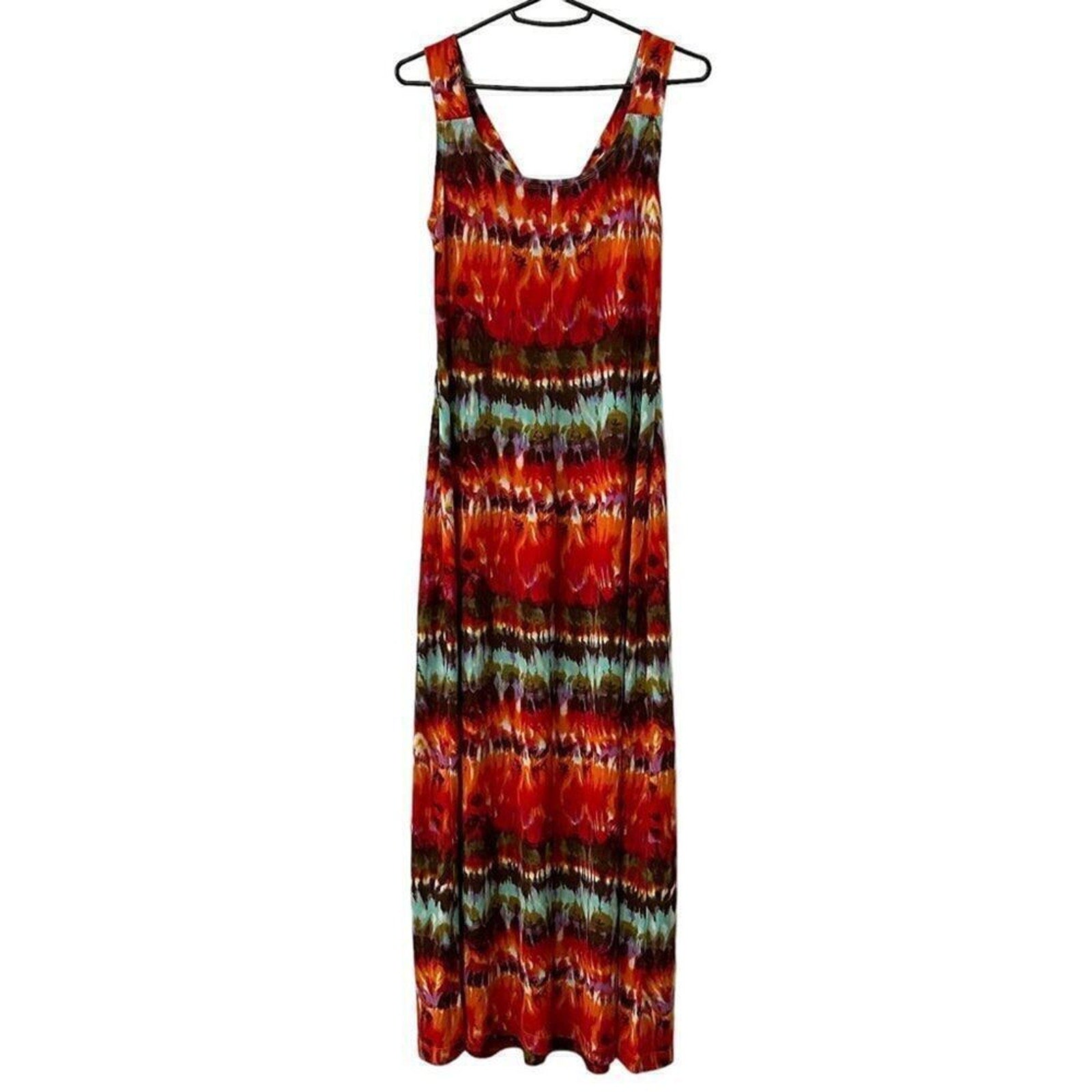 Ronnie Nicole Women's Size 8 Maxi Dress Tie-Dye Boho Full Zip #HB