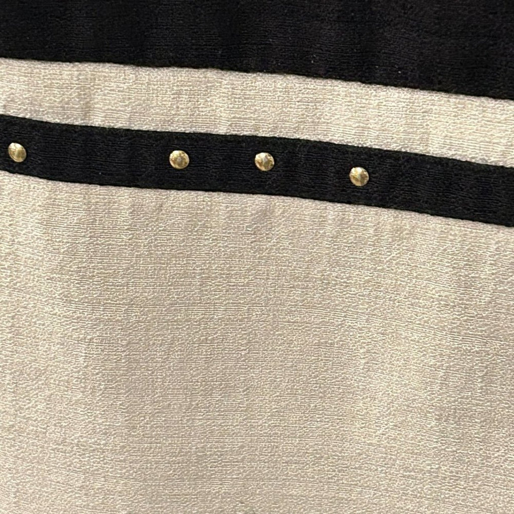 Virgo Women's Tunic Top Size 10, Black / Cream Gold Studs Rayon / Poly Blend #BH