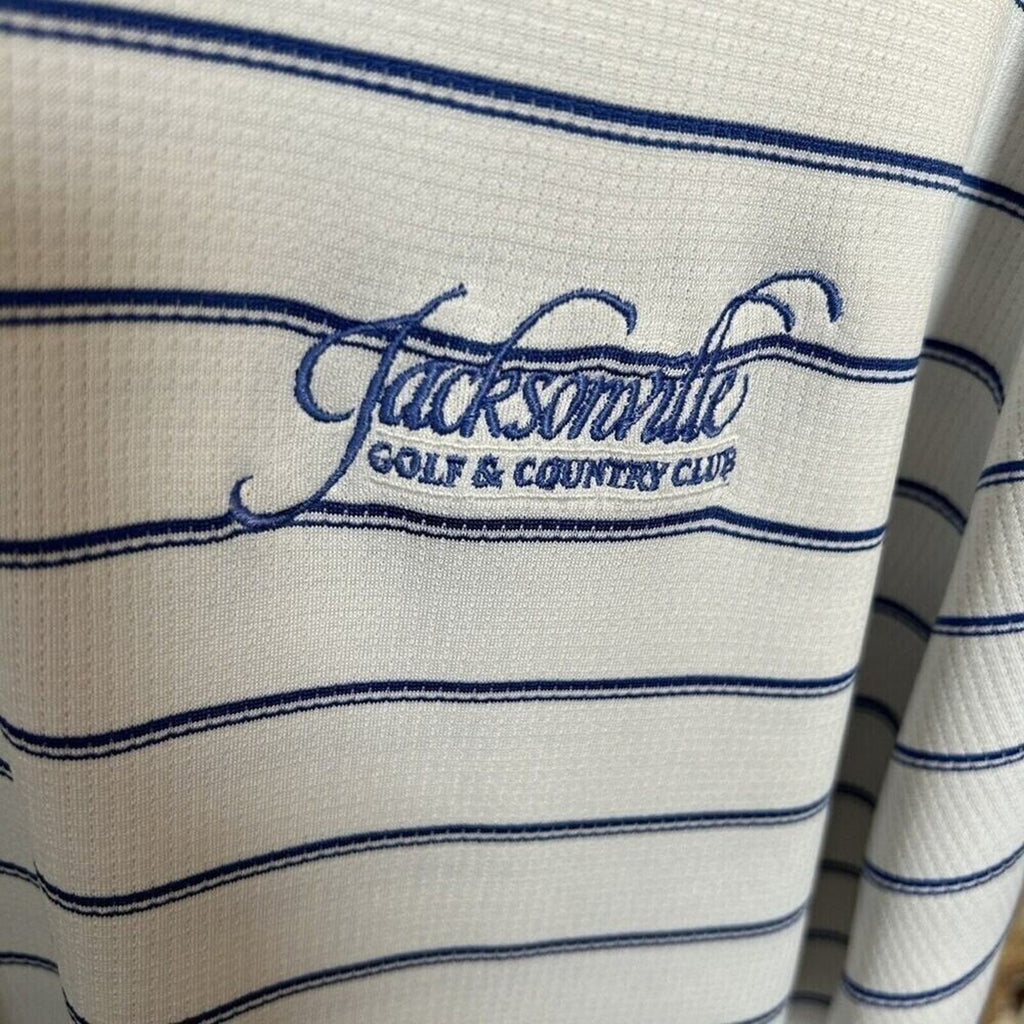 Nike Golf Fit Dry Jacksonville Golf Club Shirt Size L, Wh/Bl Striped #B1123