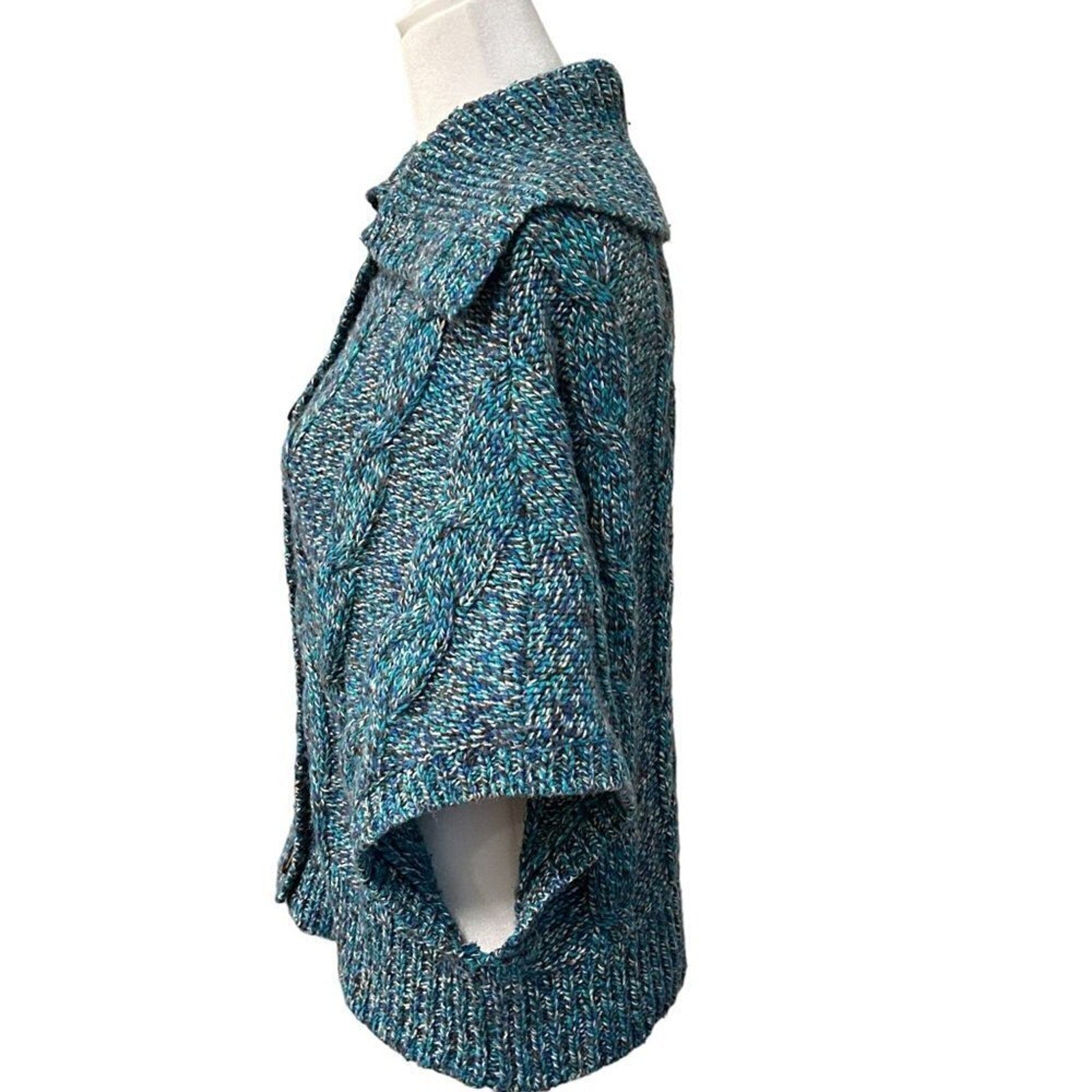 American Eagle Women’s Cable Knit Cardigan – Size ES/S, Bat-Wing Sleeves, Button-Up#BH