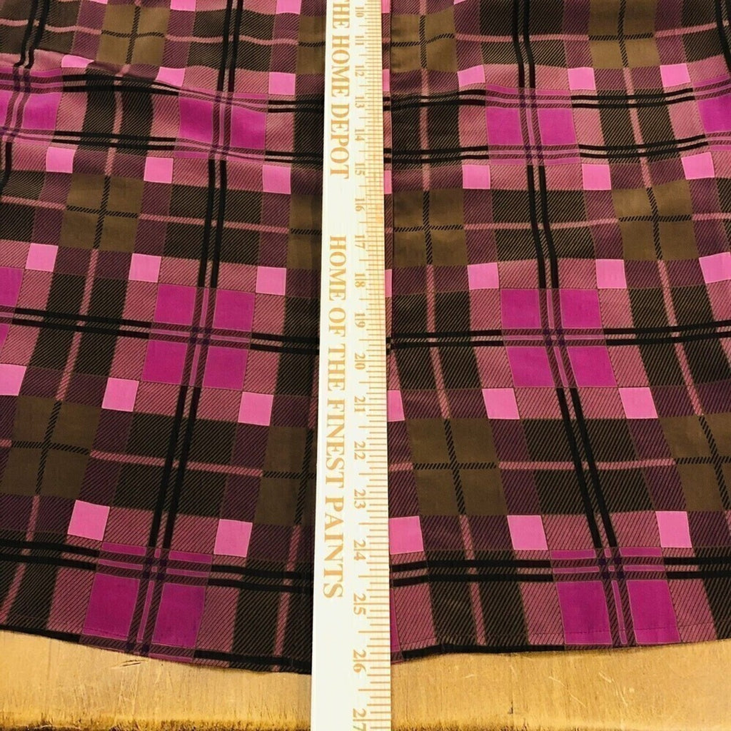 Vintage Lloyd Williams Shirt Women's Blouse Nehru Collar, Plaid Maroon/Pink