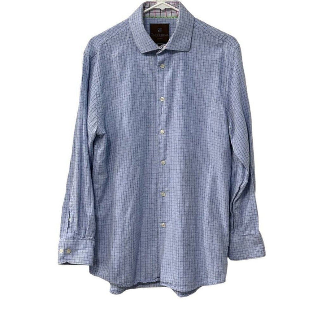 Tattersall of London Men's Shirt, Size 16 100% Heavy Cotton Button Up #N1404