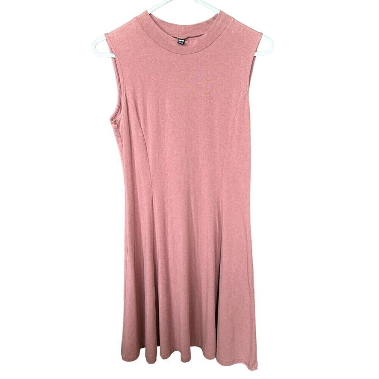 Women’s Basic Sleeveless Casual Dress – Soft Stretch Cotton in Mauve Pink, Size L